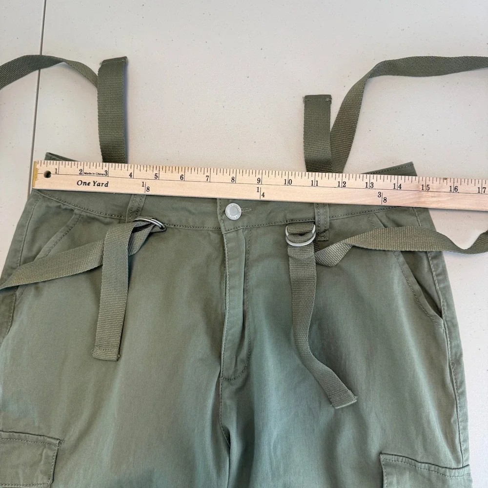 Cali1850 Cargo Jogger Pants Womens 9 Green Cotton Suspenders Gorpcore Utility